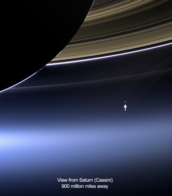 Image taken on July 19, 2013: the wide-angle camera on NASA's Cassini spacecraft has captured Saturn's rings and our planet Earth and its moon in the same frame.