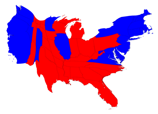 U.S. cartogram for 2016 Election results
